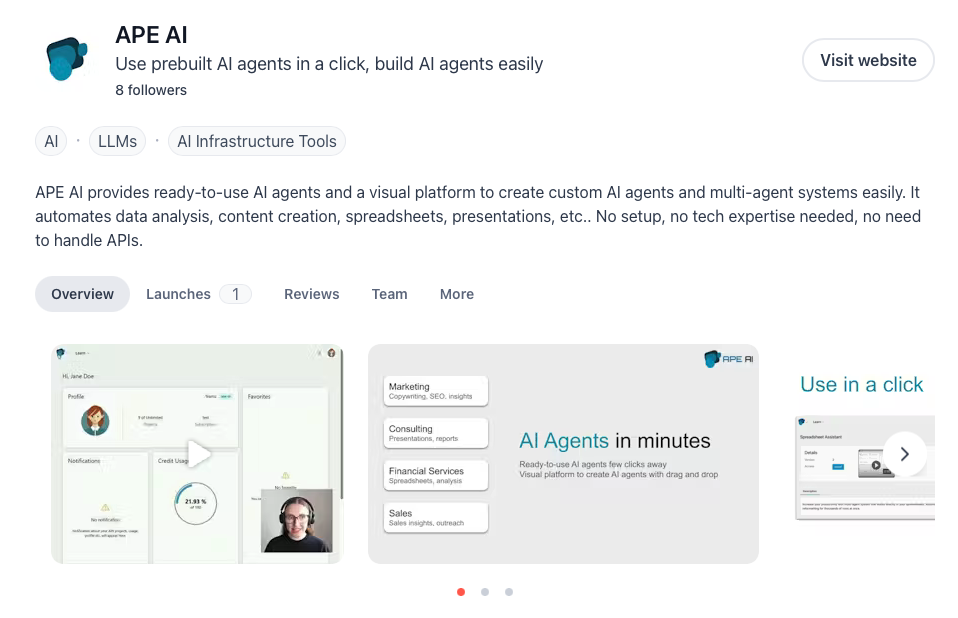 APE AI Product Hunt Launch
